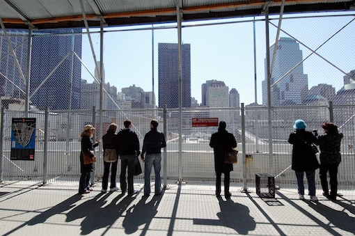 Photo credit: Julia Vitullo-Martin; Description: The building site at Ground Zero still sees a constant stream of visitors.